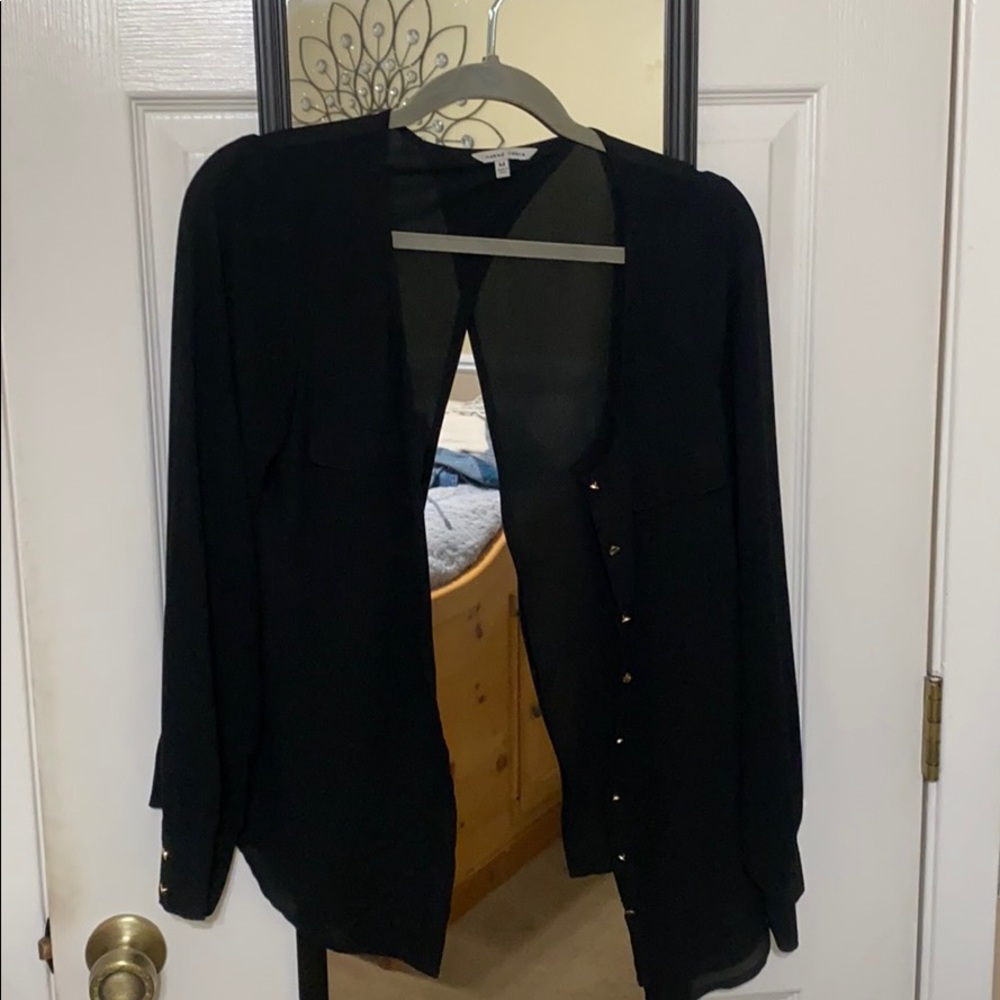 Black open back blouse